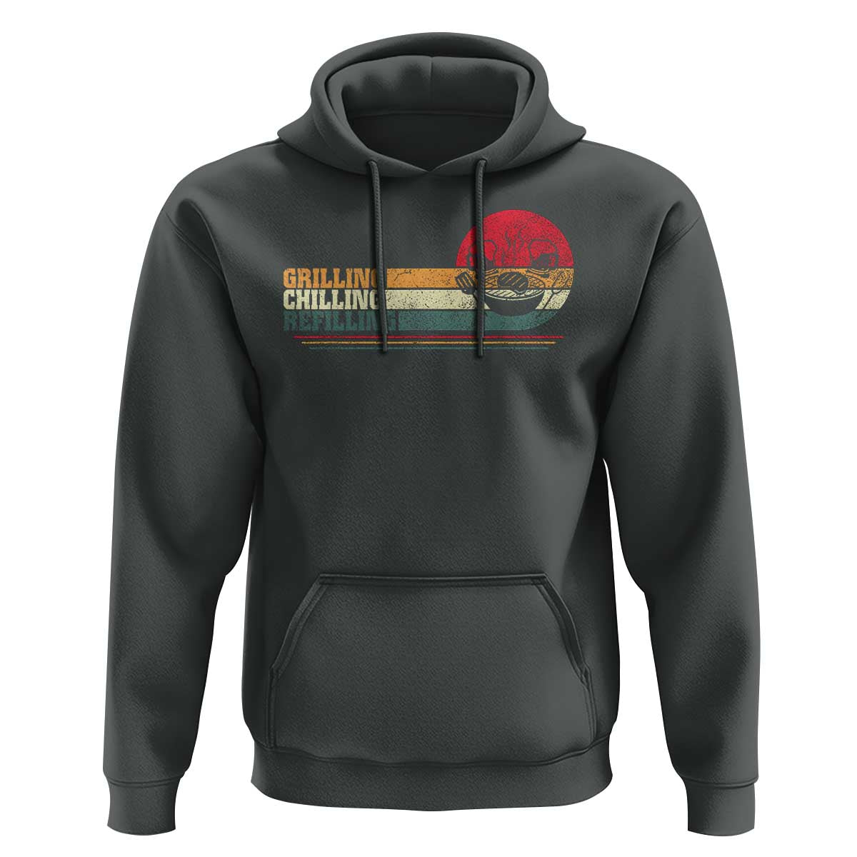 Funny BBQ Lover Hoodie Grilling Chillin' Refillin Beer Drinking Smoker Grilling Pitmaster