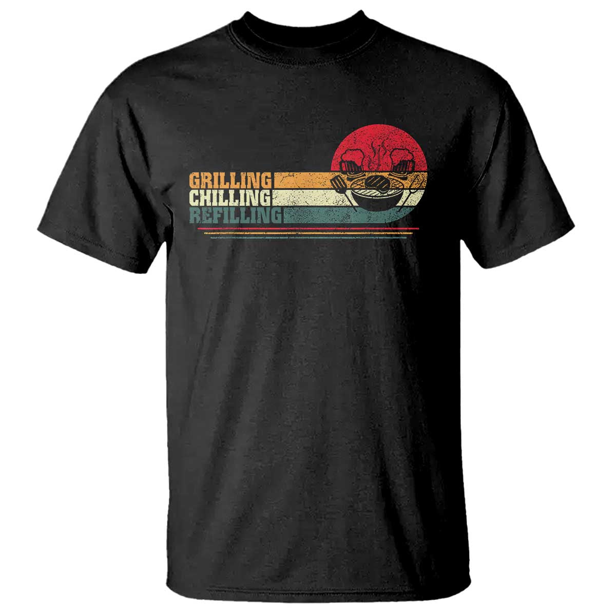 Funny BBQ Lover T Shirt Grilling Chillin' Refillin Beer Drinking Smoker Grilling Pitmaster - Wonder Print Shop