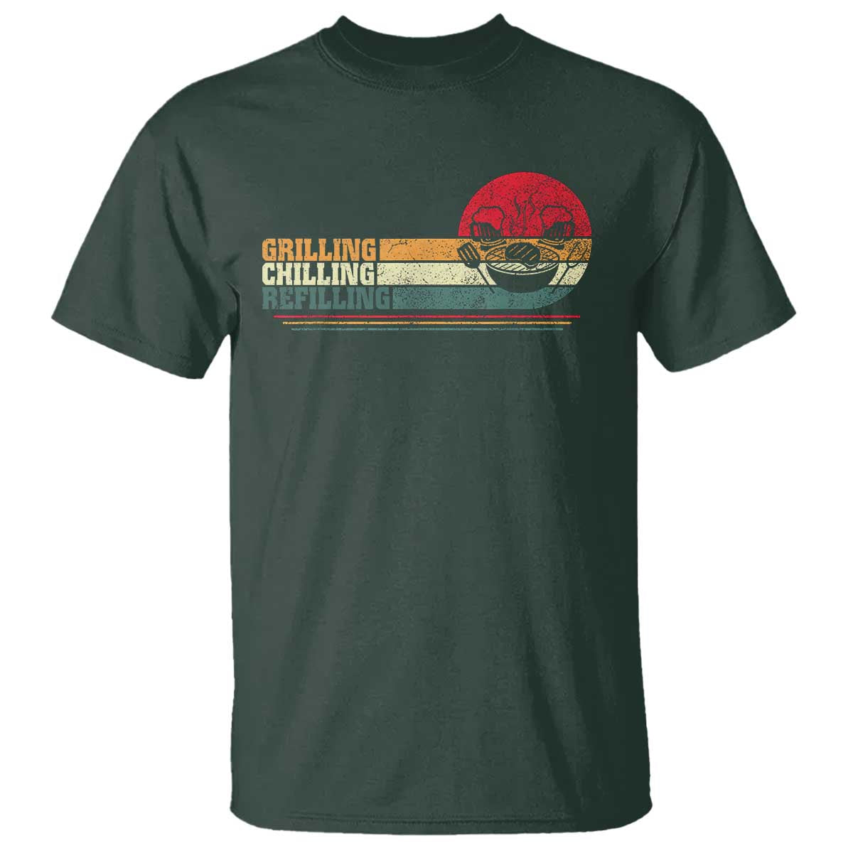 Funny BBQ Lover T Shirt Grilling Chillin' Refillin Beer Drinking Smoker Grilling Pitmaster - Wonder Print Shop
