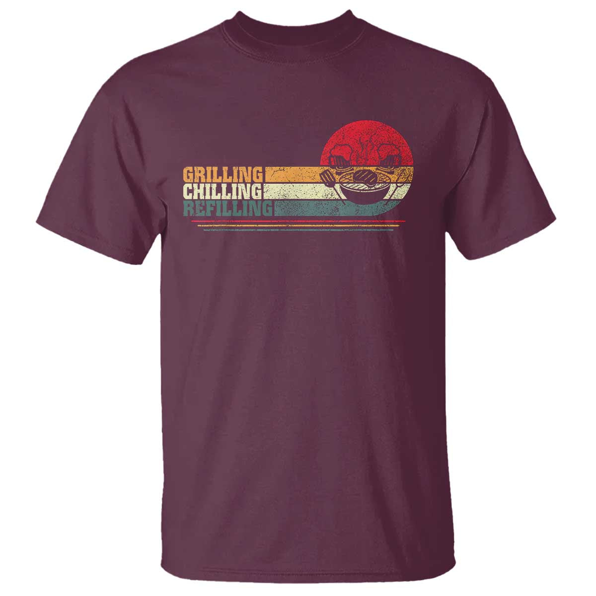Funny BBQ Lover T Shirt Grilling Chillin' Refillin Beer Drinking Smoker Grilling Pitmaster - Wonder Print Shop
