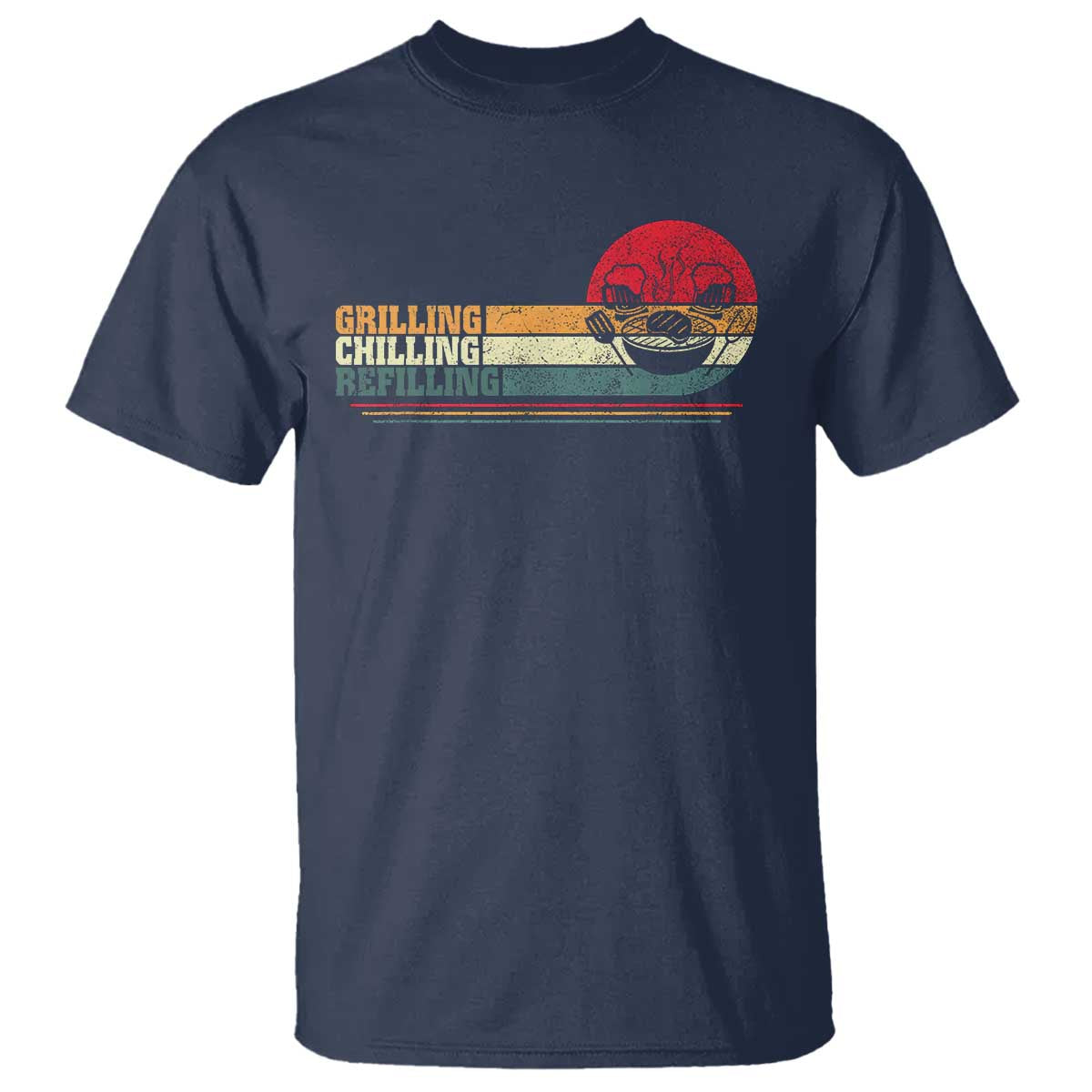 Funny BBQ Lover T Shirt Grilling Chillin' Refillin Beer Drinking Smoker Grilling Pitmaster - Wonder Print Shop