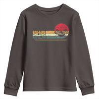 Funny BBQ Lover Youth Sweatshirt Grilling Chillin' Refillin Beer Drinking Smoker Grilling Pitmaster