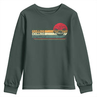 Funny BBQ Lover Youth Sweatshirt Grilling Chillin' Refillin Beer Drinking Smoker Grilling Pitmaster