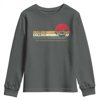 Funny BBQ Lover Youth Sweatshirt Grilling Chillin' Refillin Beer Drinking Smoker Grilling Pitmaster