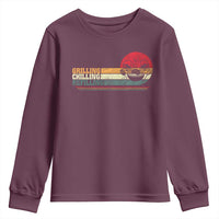 Funny BBQ Lover Youth Sweatshirt Grilling Chillin' Refillin Beer Drinking Smoker Grilling Pitmaster