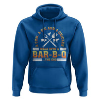 Funny BBQ Lover Hoodie A Cow A Pig And A Chicken Walk Into A Bar B Q Barbecue Pitmaster