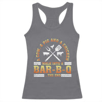Funny BBQ Lover Racerback Tank Top A Cow A Pig And A Chicken Walk Into A Bar B Q Barbecue Pitmaster