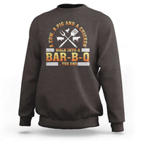 Funny BBQ Lover Sweatshirt A Cow A Pig And A Chicken Walk Into A Bar B Q Barbecue Pitmaster