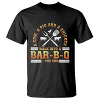 Funny BBQ Lover T Shirt A Cow A Pig And A Chicken Walk Into A Bar B Q Barbecue Pitmaster - Wonder Print Shop