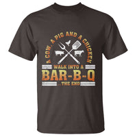 Funny BBQ Lover T Shirt A Cow A Pig And A Chicken Walk Into A Bar B Q Barbecue Pitmaster - Wonder Print Shop