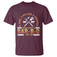 Funny BBQ Lover T Shirt A Cow A Pig And A Chicken Walk Into A Bar B Q Barbecue Pitmaster - Wonder Print Shop
