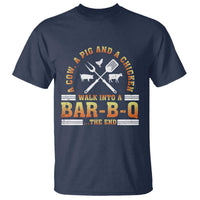 Funny BBQ Lover T Shirt A Cow A Pig And A Chicken Walk Into A Bar B Q Barbecue Pitmaster - Wonder Print Shop