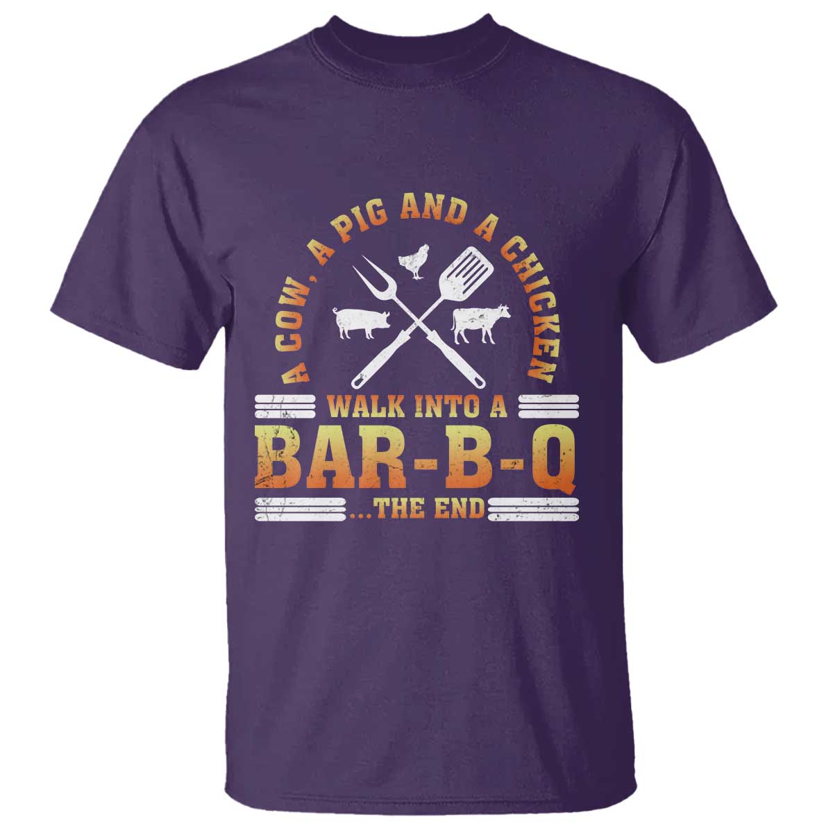 Funny BBQ Lover T Shirt A Cow A Pig And A Chicken Walk Into A Bar B Q Barbecue Pitmaster - Wonder Print Shop