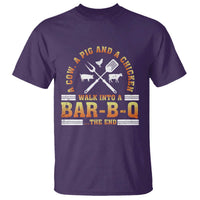 Funny BBQ Lover T Shirt A Cow A Pig And A Chicken Walk Into A Bar B Q Barbecue Pitmaster - Wonder Print Shop
