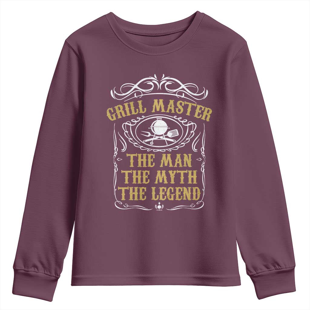 BBQ Grilling Pitmaster Youth Sweatshirt Grill Master The Man The Myth The Legend