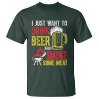 Funny BBQ Beer Lover T Shirt Just Want To Drink Beer And Smoke Some Meat - Wonder Print Shop