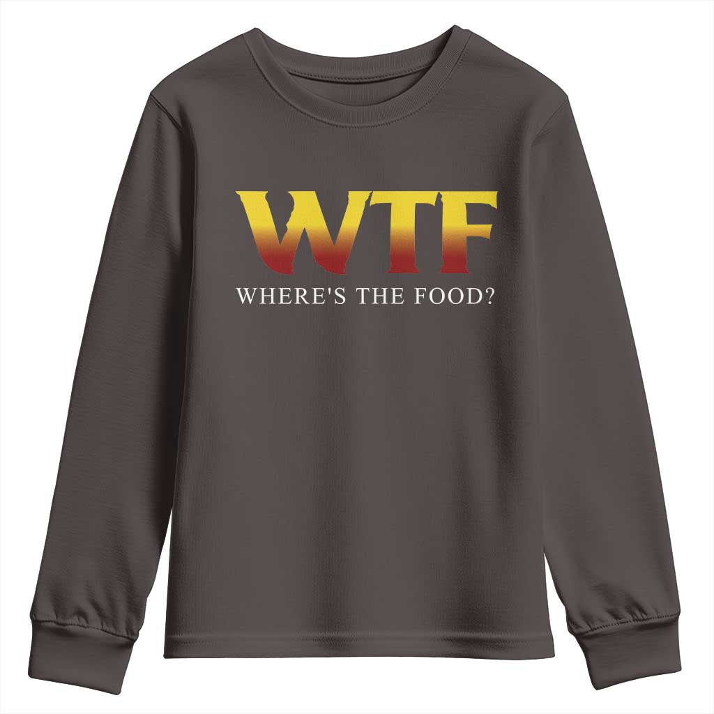 Funny BBQ Lover Youth Sweatshirt WTF Where's The Food Grilling