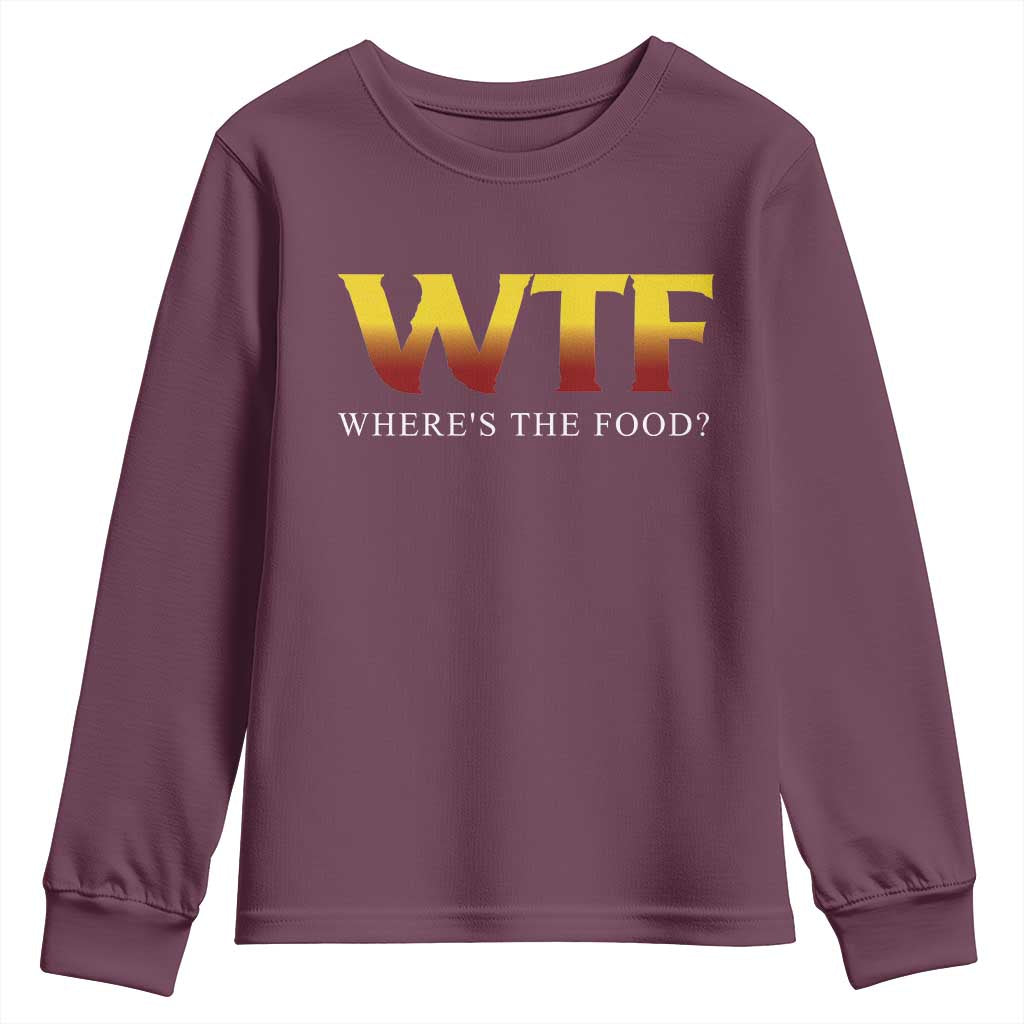 Funny BBQ Lover Youth Sweatshirt WTF Where's The Food Grilling