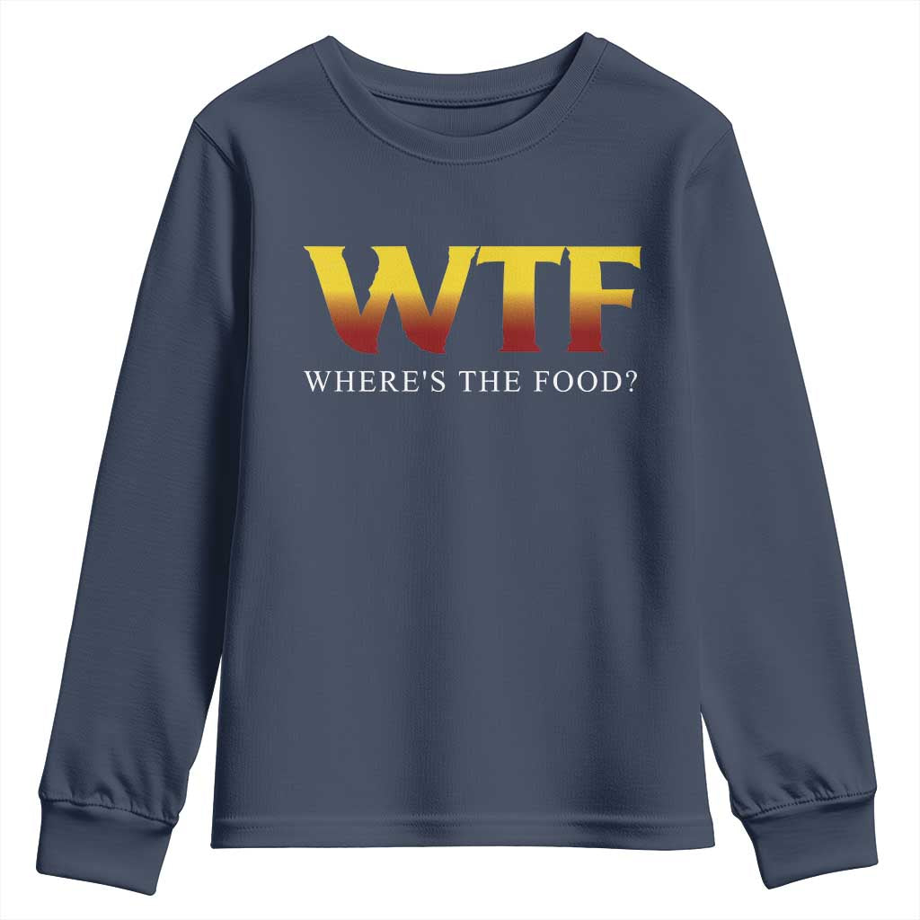 Funny BBQ Lover Youth Sweatshirt WTF Where's The Food Grilling