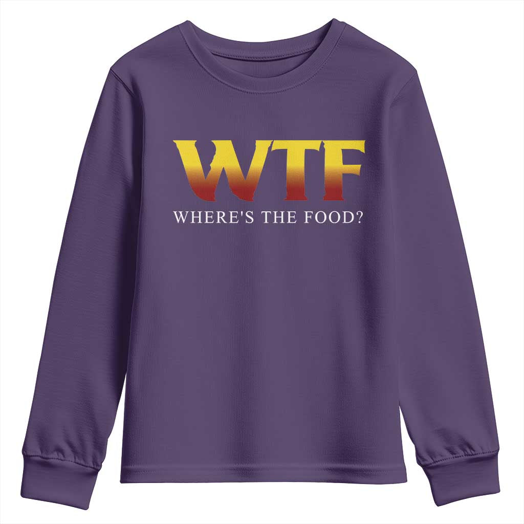 Funny BBQ Lover Youth Sweatshirt WTF Where's The Food Grilling