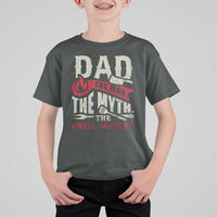 Funny BBQ Grilling Pitmaster T Shirt For Kid Dad The Man The Myth The Grill Master