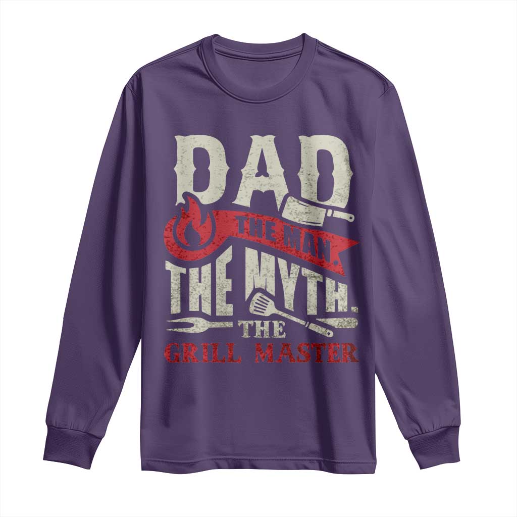 Funny BBQ Grilling Pitmaster Long Sleeve Shirt Dad The Man The Myth The Grill Master