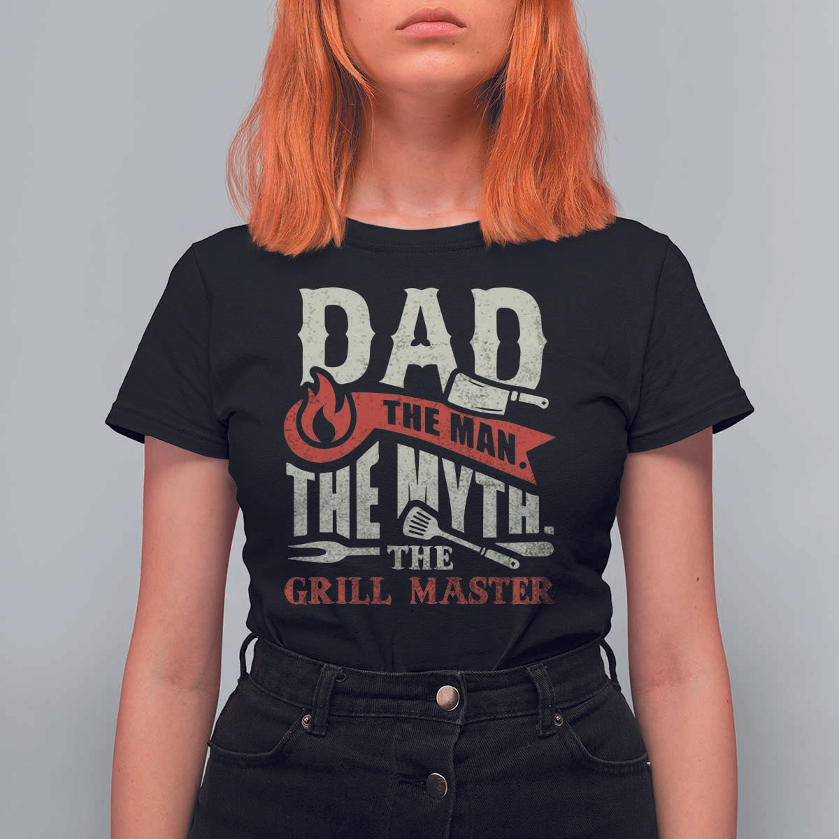 Funny BBQ Grilling Pitmaster T Shirt For Women Dad The Man The Myth The Grill Master - Wonder Print Shop