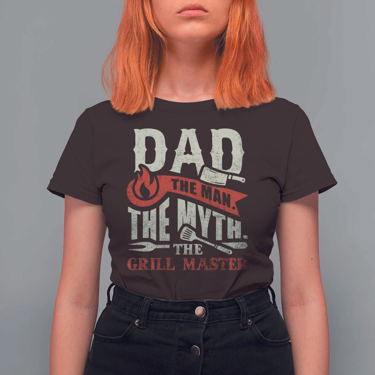 Funny BBQ Grilling Pitmaster T Shirt For Women Dad The Man The Myth The Grill Master - Wonder Print Shop