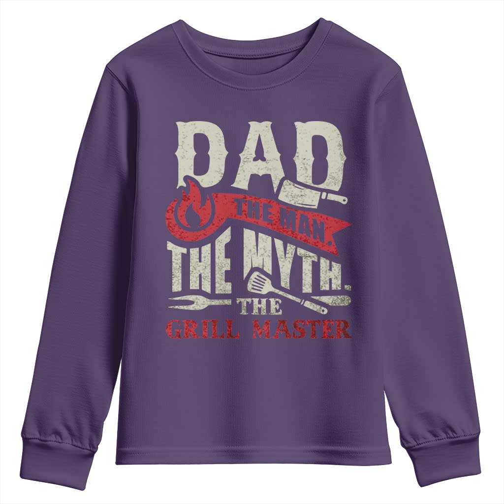 Funny BBQ Grilling Pitmaster Youth Sweatshirt Dad The Man The Myth The Grill Master