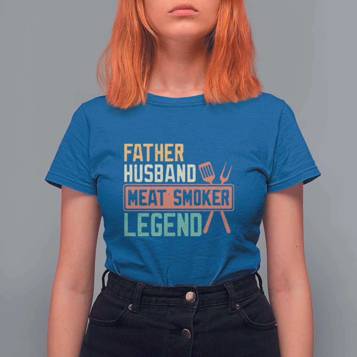 Funny BBQ Grilling Pitmaster T Shirt For Women Father Husband Meat Smoker Legend Retro - Wonder Print Shop