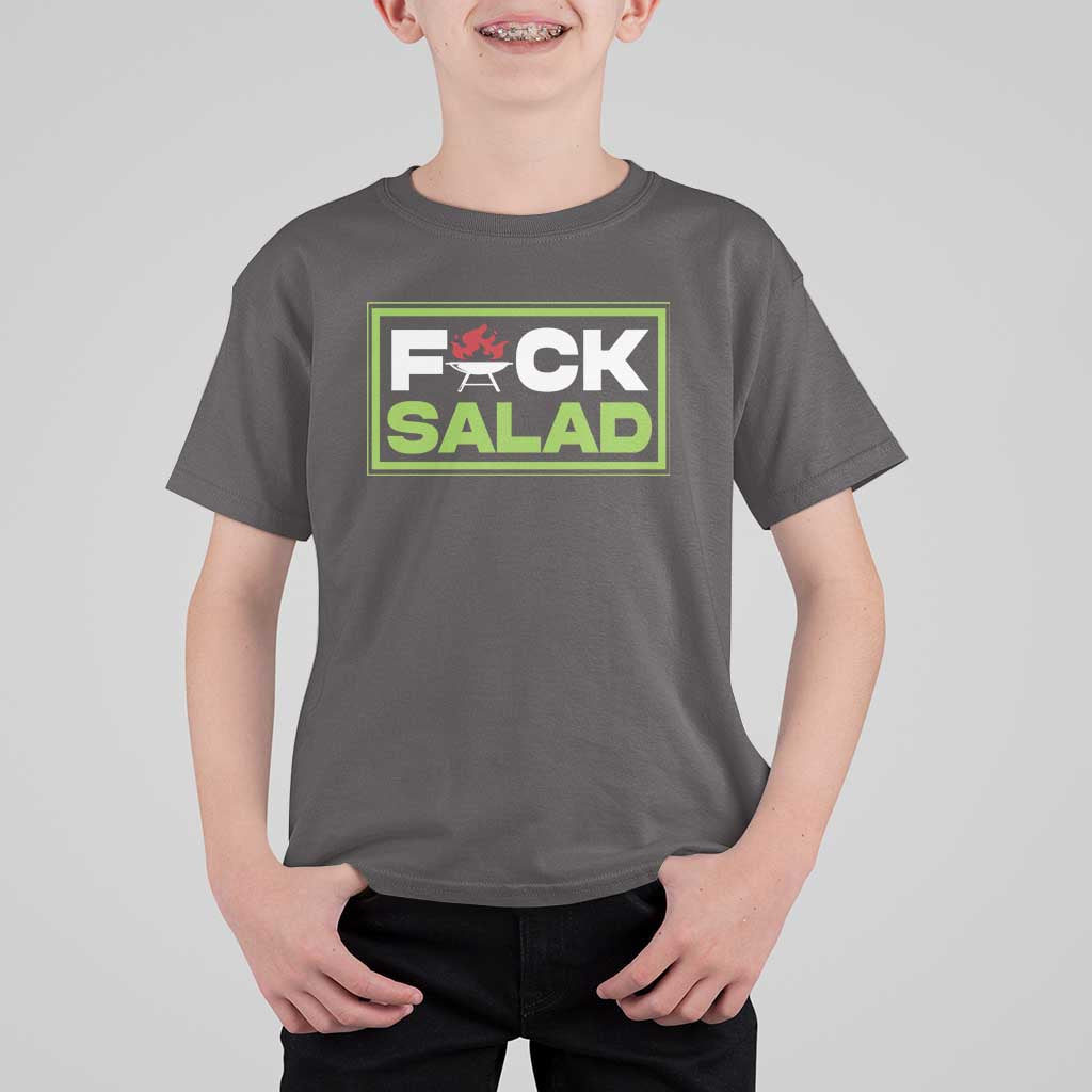 Funny BBQ Lover T Shirt For Kid Fxxk Salad Anti Vegan Jokes