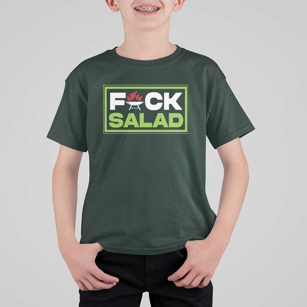 Funny BBQ Lover T Shirt For Kid Fxxk Salad Anti Vegan Jokes