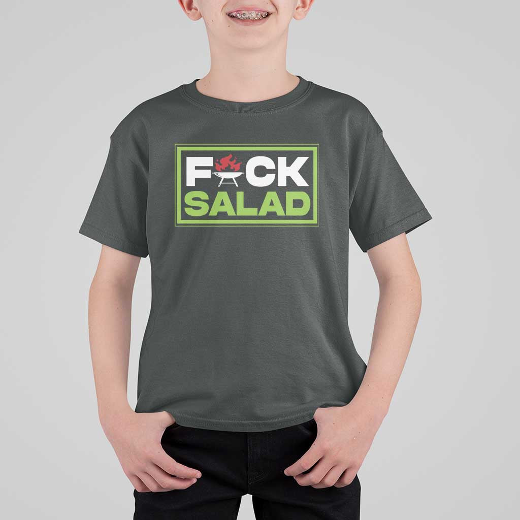 Funny BBQ Lover T Shirt For Kid Fxxk Salad Anti Vegan Jokes