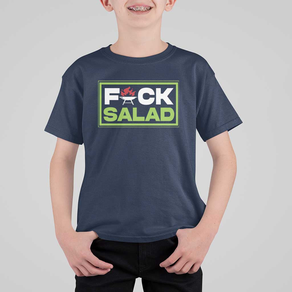 Funny BBQ Lover T Shirt For Kid Fxxk Salad Anti Vegan Jokes