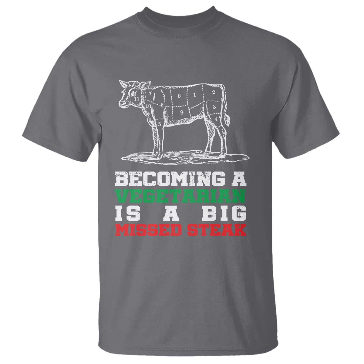 Vegetarian Jokes T Shirt Becoming A Vegetarian Is A Big Missed Steak - Wonder Print Shop