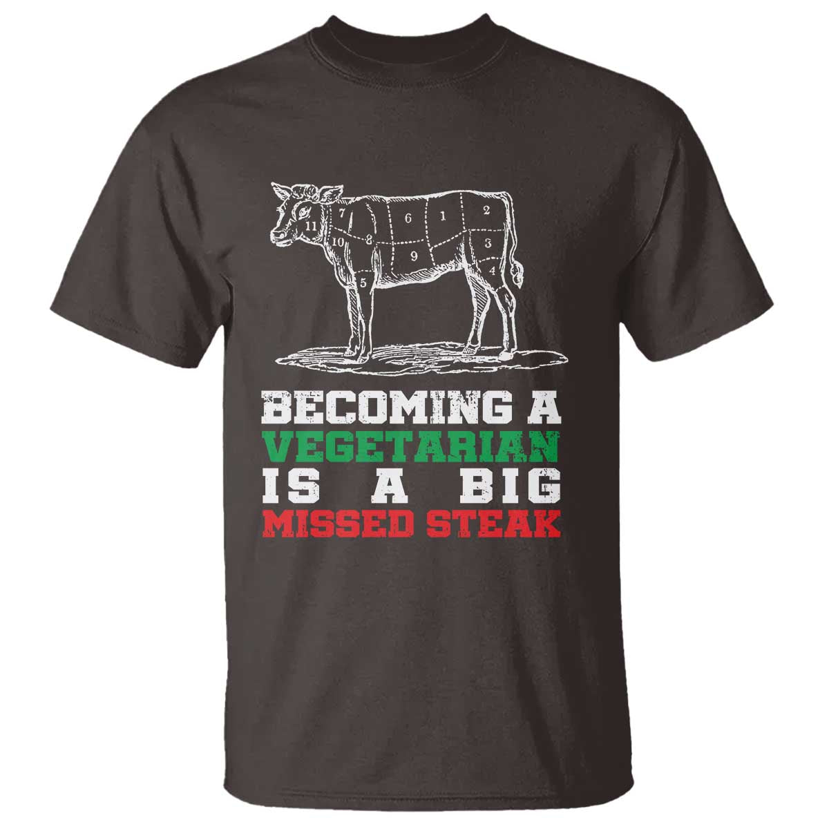 Vegetarian Jokes T Shirt Becoming A Vegetarian Is A Big Missed Steak - Wonder Print Shop