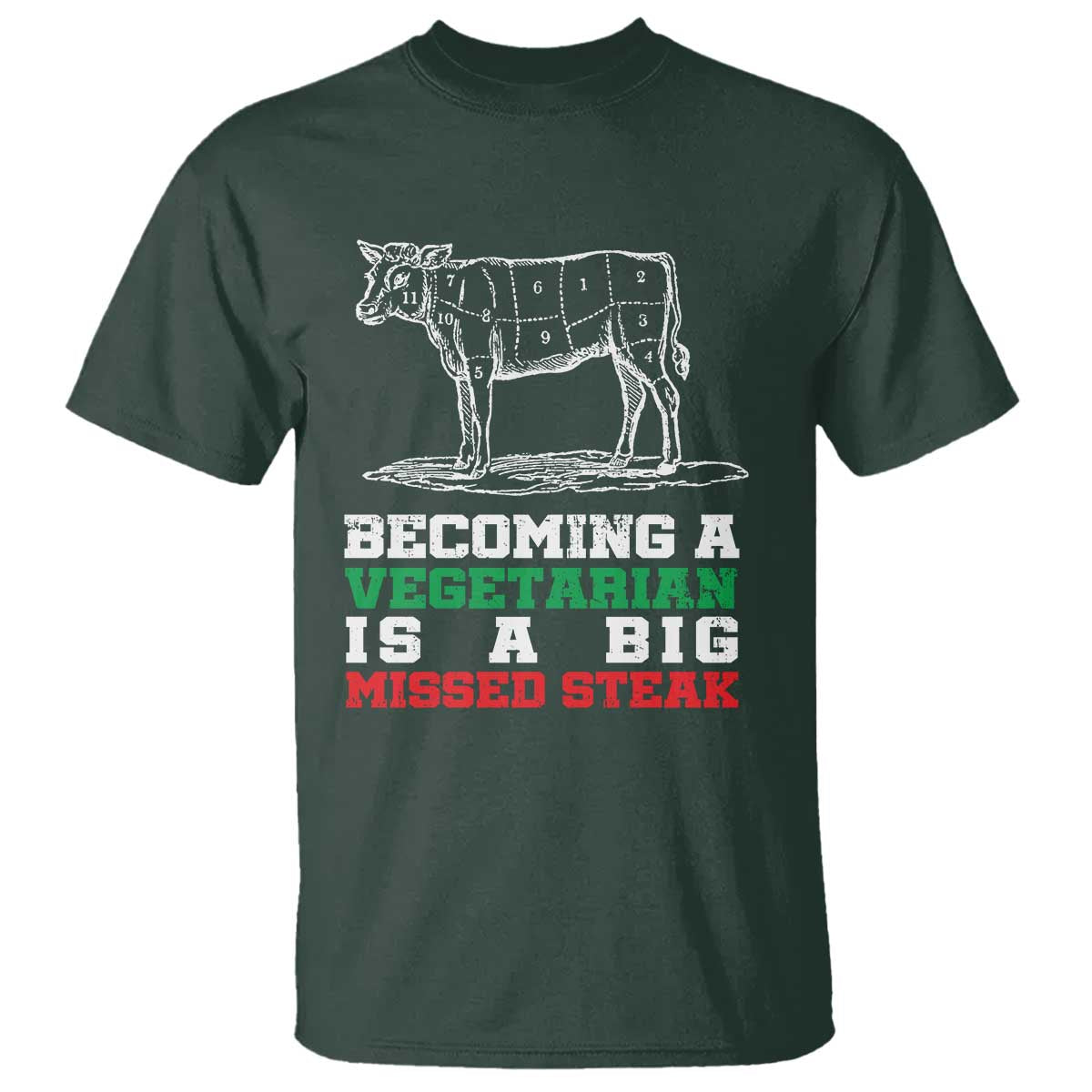 Vegetarian Jokes T Shirt Becoming A Vegetarian Is A Big Missed Steak - Wonder Print Shop