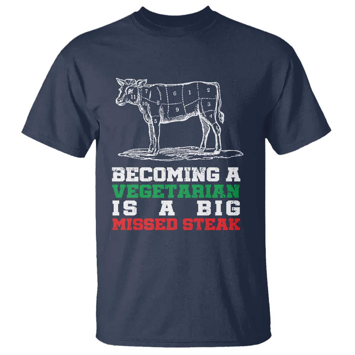 Vegetarian Jokes T Shirt Becoming A Vegetarian Is A Big Missed Steak - Wonder Print Shop