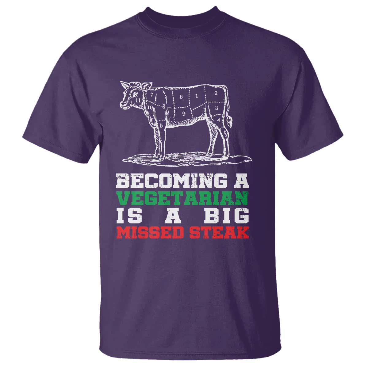 Vegetarian Jokes T Shirt Becoming A Vegetarian Is A Big Missed Steak - Wonder Print Shop