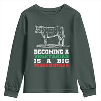 Vegetarian Jokes Youth Sweatshirt Becoming A Vegetarian Is A Big Missed Steak