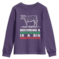 Vegetarian Jokes Youth Sweatshirt Becoming A Vegetarian Is A Big Missed Steak