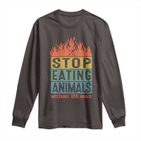 Funny BBQ Lover Long Sleeve Shirt Stop Eating Animals Without BBQ Sauce Anti Vegan Jokes