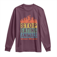 Funny BBQ Lover Long Sleeve Shirt Stop Eating Animals Without BBQ Sauce Anti Vegan Jokes