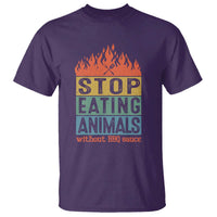 Funny BBQ Lover T Shirt Stop Eating Animals Without BBQ Sauce Anti Vegan Jokes - Wonder Print Shop