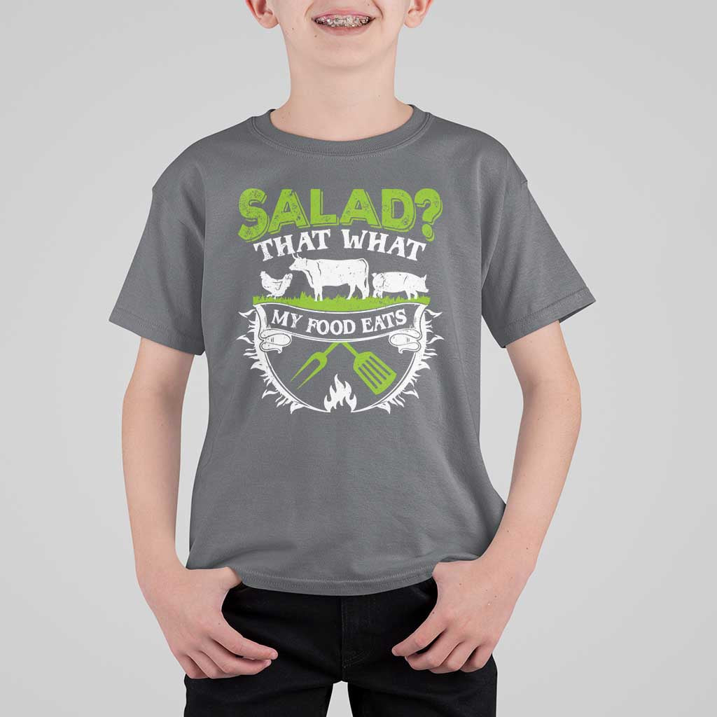 Funny BBQ Lover T Shirt For Kid Salad That's What My Food Eats Anti Vegan Jokes