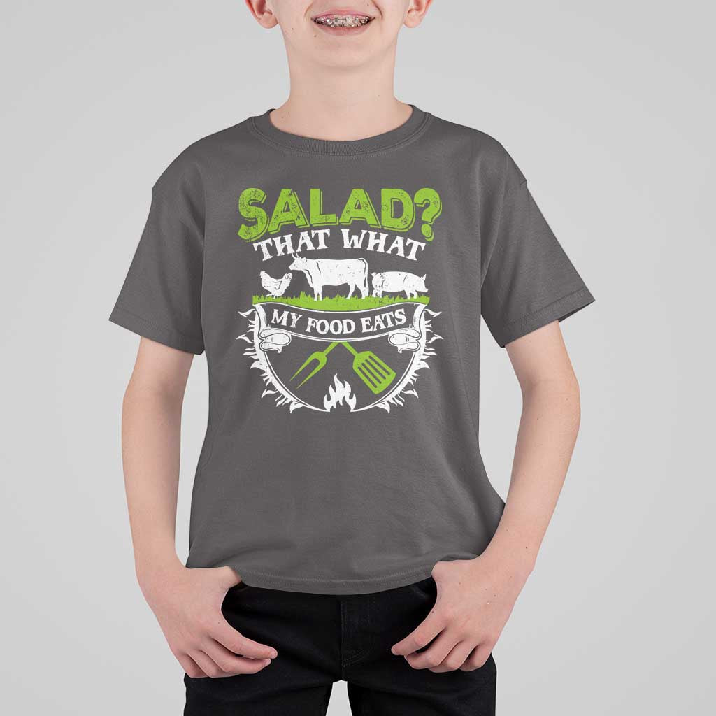 Funny BBQ Lover T Shirt For Kid Salad That's What My Food Eats Anti Vegan Jokes