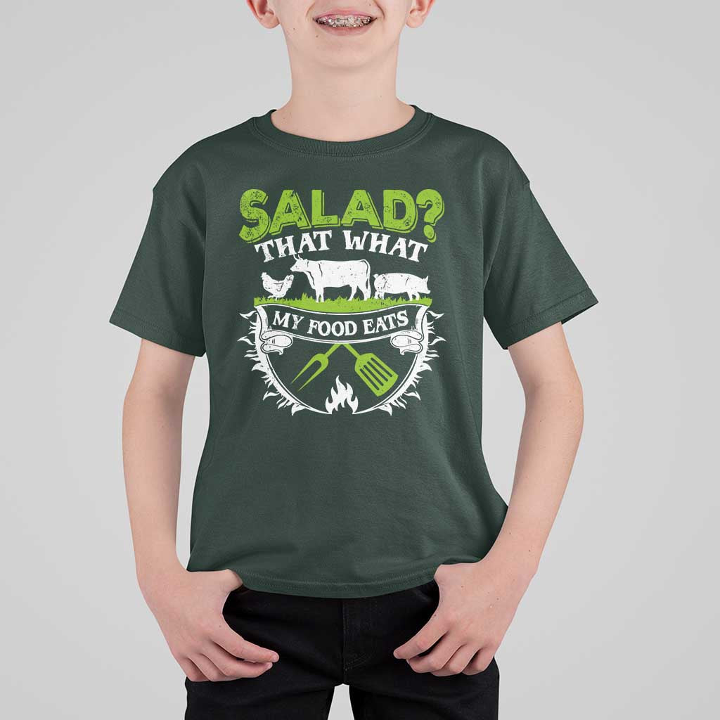 Funny BBQ Lover T Shirt For Kid Salad That's What My Food Eats Anti Vegan Jokes
