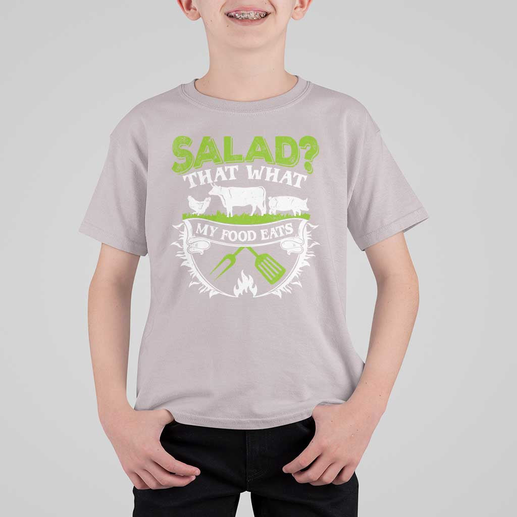 Funny BBQ Lover T Shirt For Kid Salad That's What My Food Eats Anti Vegan Jokes