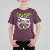 Funny BBQ Lover T Shirt For Kid Salad That's What My Food Eats Anti Vegan Jokes