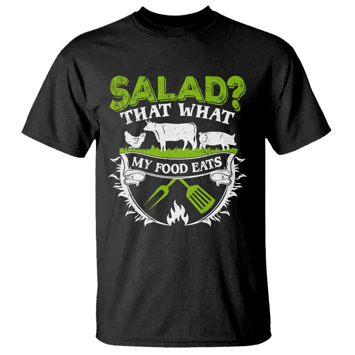 Funny BBQ Lover T Shirt Salad That's What My Food Eats Anti Vegan Jokes - Wonder Print Shop